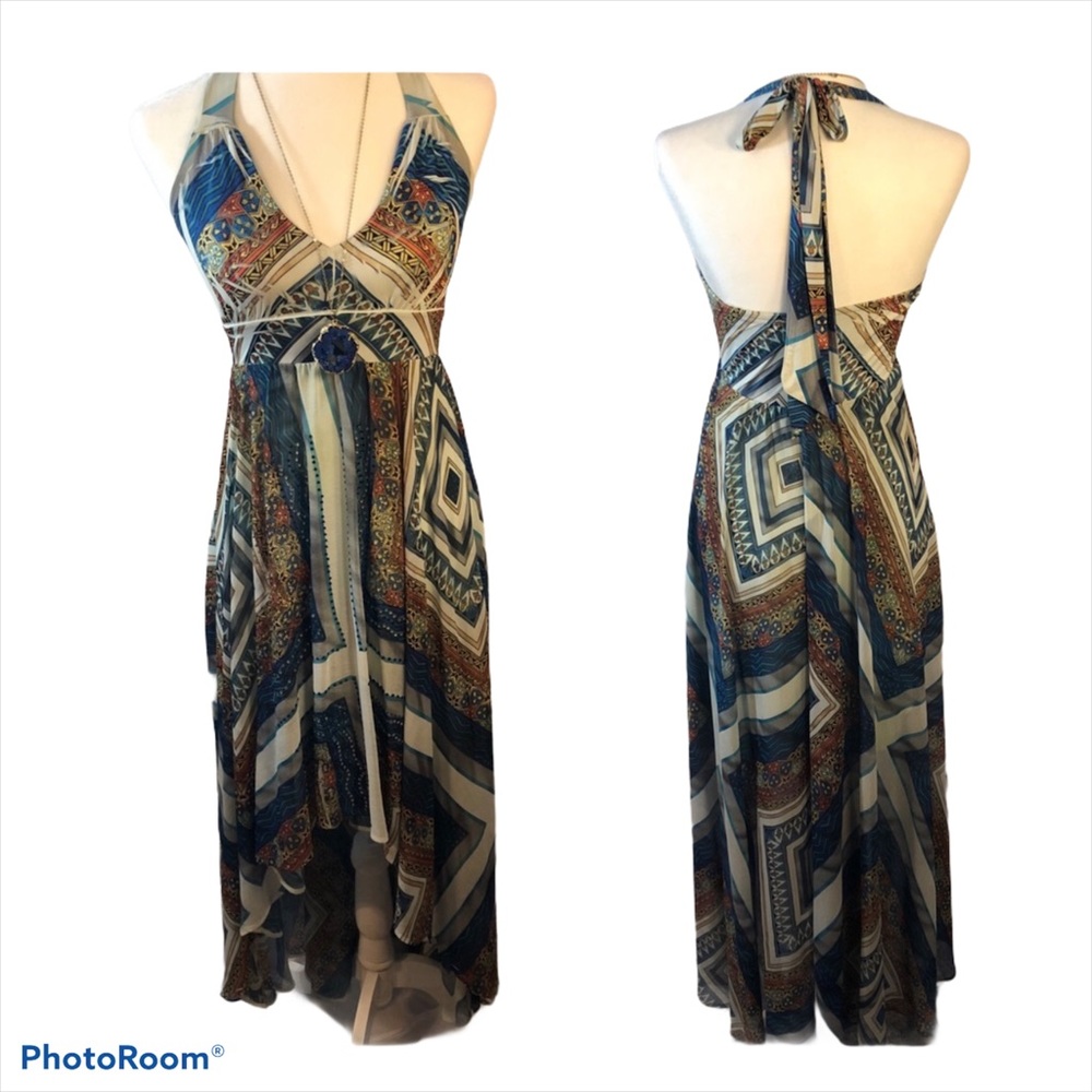 BOGO🖤 S-TWELVE MULTI MAXI HIGH LOW HALTER DRESS